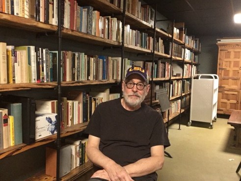 Selfie in front of books